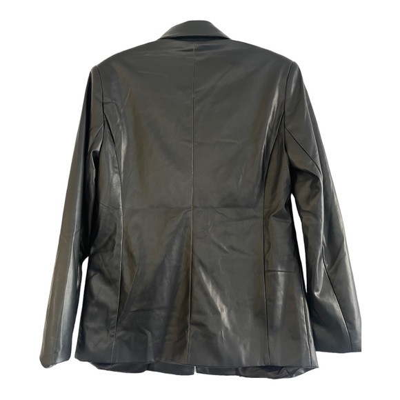 We Wore What Oversized Black Faux Leather Jacket Blazer NWOT Size XS - Picture 3 of 5